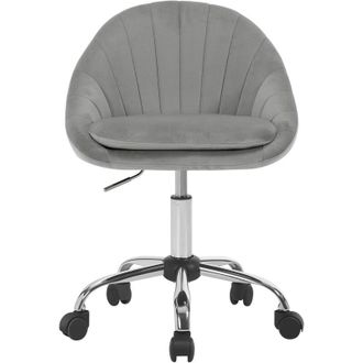 Woltu Sedia Poltroncina per Ufficio Ergonomica in Velluto Imbottita Altezza Regolabile Girevole, Grigio Chiaro - Woltu