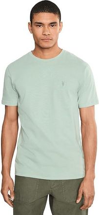 AllSaints Brace Short Sleeve Crew Mens Clothing Celadon Green : MD, Polyester/Cotton