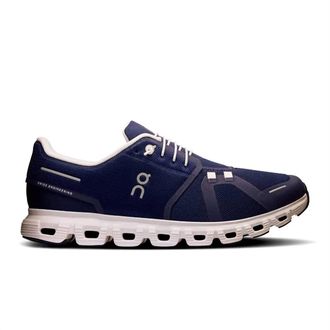 On Mens Cloud 6 Running Shoes In Midnight White
