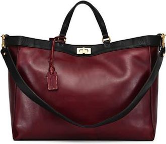 OLD TREND Ixia Genuine Leather Jet Set Travel Tote in Burgundy at Nordstrom