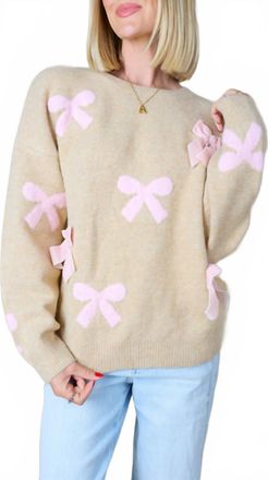 Merci Bows Bows And More Bows Sweater In Taupe