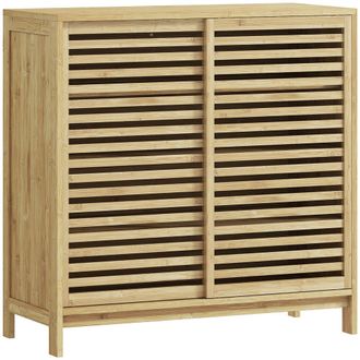 HOMCOM Armario de ba&ntilde;o 80x34x80 cm madera natural
