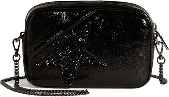Golden Goose Compact Black Leather Bag with Embossed Star Design