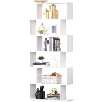 HOMCOM Homcom - Libreria Moderna con 6 Ripiani in Legno Casa e Ufficio 80x24x191cm Bianco
