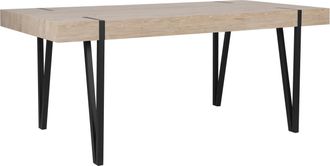 Beliani Mesa De Comedor Con Tapa De Madera Patas De Horquilla De Metal Negro 180 X 90 Cm Estilo Industrial Rectangular Adena