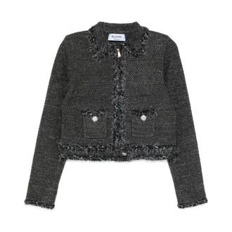 Blugirl Tweed Jackets, female, Gray, L, Cardigan with Pockets