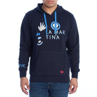 La Martina La Martina Mens Hoodie Over Fit Hooded Sweatshirt YMF309-FP568 Men - Blue - Size X-Large