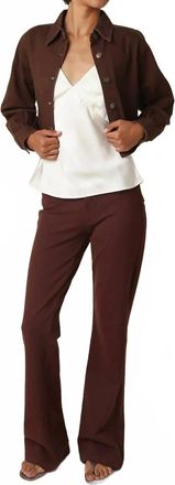 Olivaceous Denim Cropped Jacket In Dark Chocolate