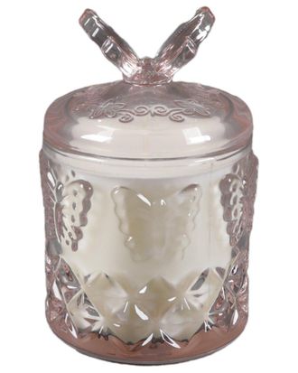 Flora Bunda 7Oz Glass Candle With Butterfly Lid - Peony