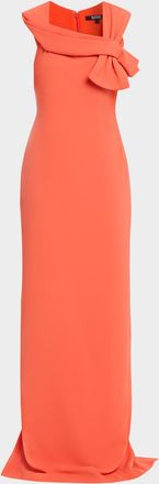 Badgley Mischka Sleeveless Draped Column Gown