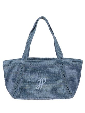 Patou Large Raffia Bag With Logo