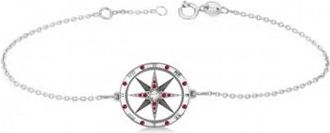 Allurez Ruby & Diamond Nautical Compass Bracelet 14k White Gold (0.19ct)