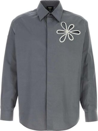Fendi Grey Graphic Print Shirt