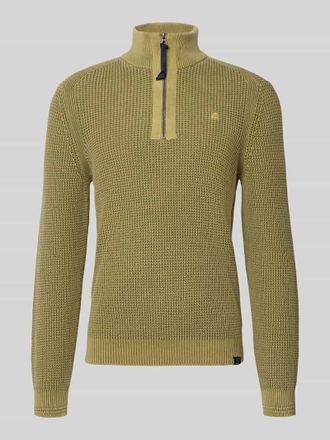 Lerros Slim Fit Troyer in Strick-Optik in Khaki, Größe XXXL