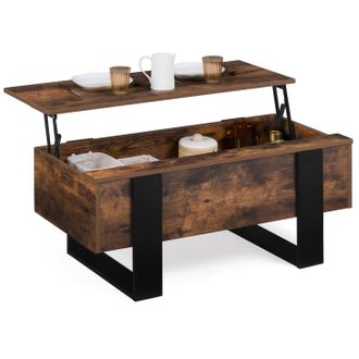 IDMarket Idmarket - Tavolino Con Piano Sollevabile In Legno Effetto Invecchiato E Nero Phoenix