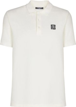 Balmain Geborduurde katoenen polo - Heren - Polos - Wit - XL - Katoen - Tops