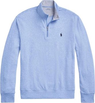 Polo Ralph Lauren Katoenen Half-Zip Gebreide Kleding met Geborduurd Logo - Heren - Coltruien - Blauw - 2XL - Katoen - Truien & Vesten