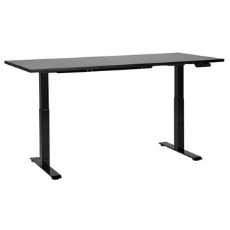 Beliani Beliani - Escritorio De Altura Regulable El&eacute;ctrico Oficina Moderna Patas Cuadradas 180 X 80 Cm Tablero Negro Soporte De Acero Negro Destines