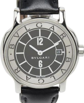 Bulgari Pre-owned Watches, female, Gray, Size: ONE SIZE Pre-owned Solo Tempo Stainless Steel Quartz