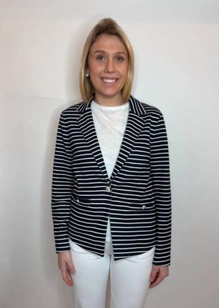 Elliott Lauren Sails Pitch Knit Blazer In Navy/white