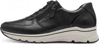 Tamaris Klassieke Sneakers met Sleehak - Dames - Sneakers - Zwart - 38 EU - Leer - Schoenen