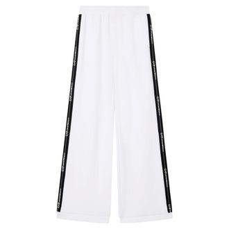 Emporio Armani Wide Trousers, female, White, Size: XS Cotton-Modal Jersey Trousers