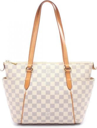 Louis Vuitton White Coated Canvas Pvc Damier Azur Leather Handbag Tote Bag (Pre-Owned)