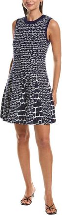 Milly Milly Tile Wave Jacquard Knit Mini Flare Dress