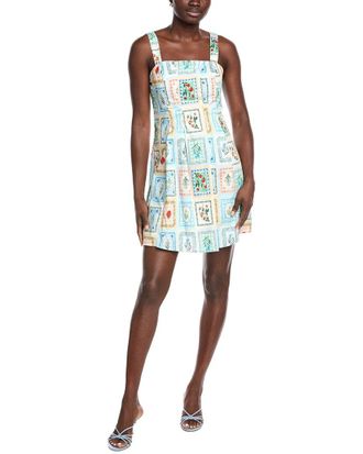 Hunter Flower Stamp Print Pleated Mini Dress
