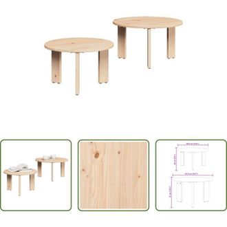 vidaXL Tavolo da caff&egrave; - Tavolino da salotto 2 pcs Naturale Legno massello di pino