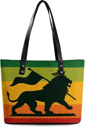 Generic Rastafarian Lion Reggae Music Tote Bags for Women Cute Shoulder Purses Handbags