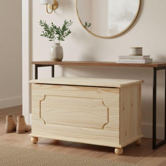 Dmora Banc Conteneur, En Pin Massif Coloris Naturel, 89x47x53 Cm - Dmora