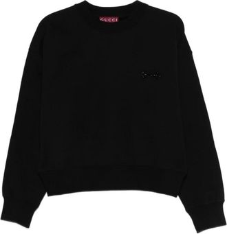 Gucci Hoodies & sweatvesten, Dames, Zwart, M, Trui met ronde hals en versiering