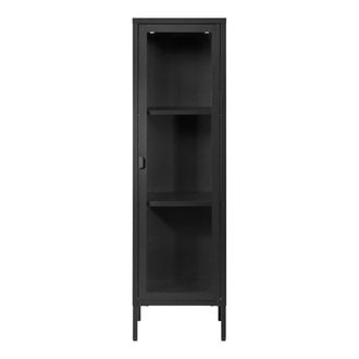 ebuy24 Vitrina brisbane 1 puerta de cristal color negro