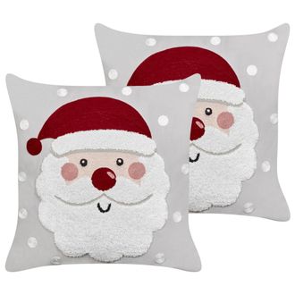 Beliani Beliani - Conjunto De 2 Cojines De Tela De Terciopelo Con Motivo Navide&ntilde;o Pap&aacute; Noel Gris 45 X 45 Cm Sweetener