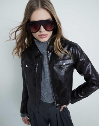 River Island Harrington jacket in dark brown