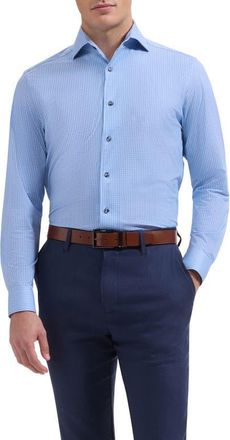 Bugatchi Devon OoohCotton Plaid Button-Up Shirt in Air Blue at Nordstrom, Size Xxx-Large