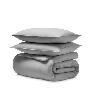 Bare Home Organic Cotton Jersey Duvet Cover & Pillowsham Set in Light Grey at Nordstrom, Size Full