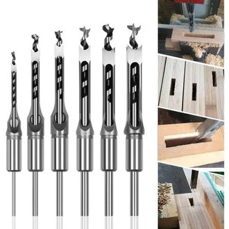 Elle Juego De 6 Brocas Para Madera De Orificio Cuadrado Ej.life, Cinceles De Acero Huecos, Herramientas Para Trabajar La Madera, Broca De Orificio Cuadrado