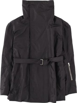 Rick Owens Black Solid Mock Collar Jacket