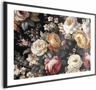 OEM Poster - Fiori Colorati Su Sfondo Nero