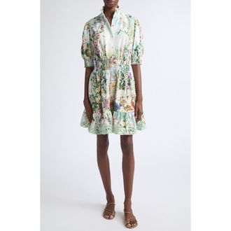 Camilla Shirred Organic Cotton Minidress in Art For The Empress at Nordstrom, Size X-Small