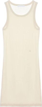 Helmut Lang Zachte Rib Tankjurk in Ivoor - Dames - Tops zonder mouwen - Beige - M - Katoen - Tops