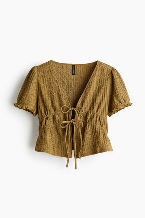 H&M Gecrinkeltes Top zum Binden - Goldenes Olivgr&uuml;n