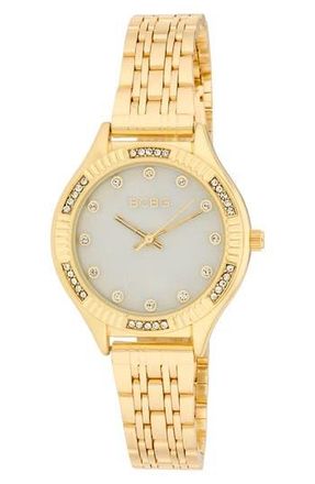 BCBGeneration Fluted Mother-of-Pearl & Crystal Bracelet Watch, 33mm in Gold at Nordstrom Rack