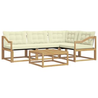 vidaXL Conjunto De Sof&aacute;s De Exterior 5 Pcs Blanco Y Crema Vidaxl