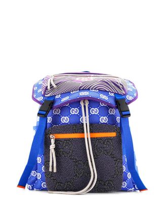 Gucci Panelled Double Buckle GG Jacquard Nylon and Rubber Large backpack - women - Nylon/Rubber - One Size - Blue