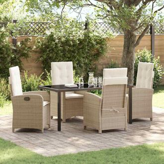 vidaXL Vidaxl - Conjunto De Comedor De Jard&iacute;n 5 Pcs Beige Rat&aacute;n Sint&eacute;tico