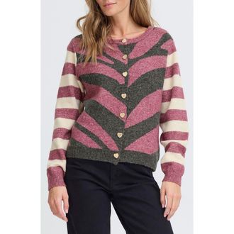 Ichi Knit Cardigan in Maroon Combi at Nordstrom Rack, Size X-Small