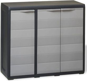 vidaXL Armario De Jard&iacute;n Con 2 Estantes Negro Y Gris Vidaxl